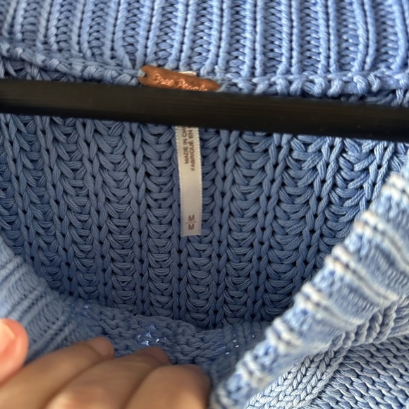 Free People Light Blue Cable Knit Sweater - Picture 3 of 4